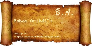Babos Arikán névjegykártya